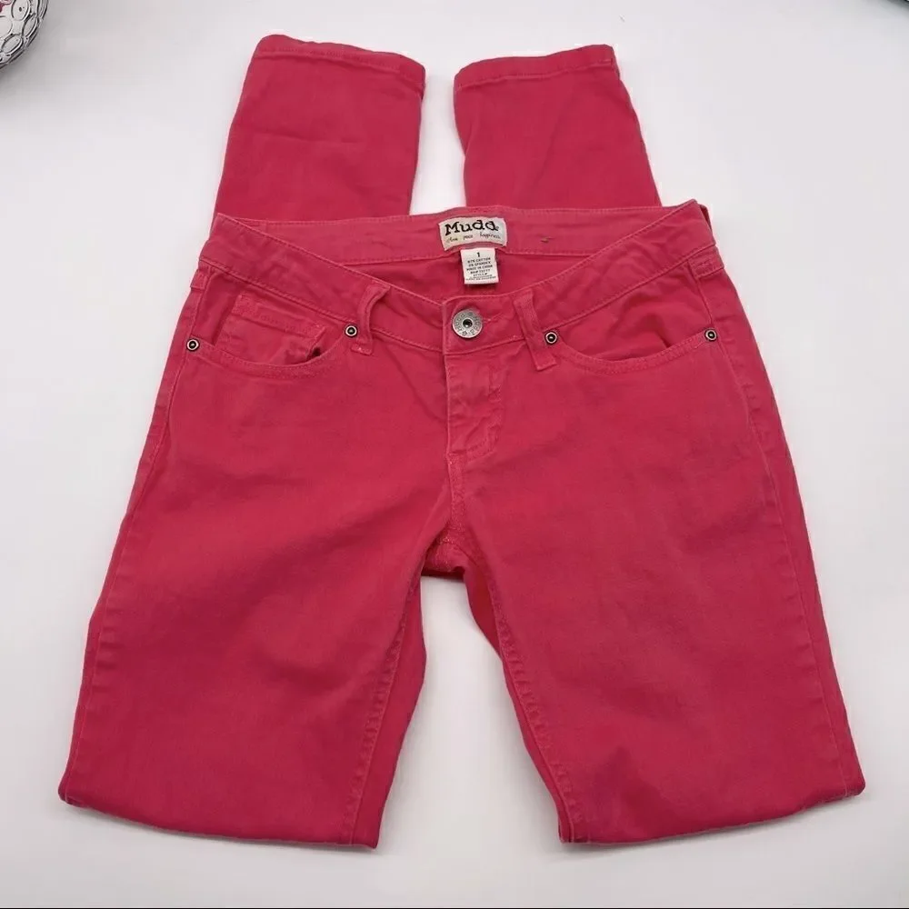 Mudd Dark Coral Skinny Jeans Size 1